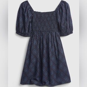 GAP Adorable Kids Puff Sleeve Smocked Navy Blue Kids Dress Size Medium (8)